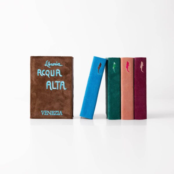 Acqua Alta Bookstore Diaries – Cover Detail Acqua Alta Venice Bookstore Journals with Logo Covers, Set of Colorful Notebooks